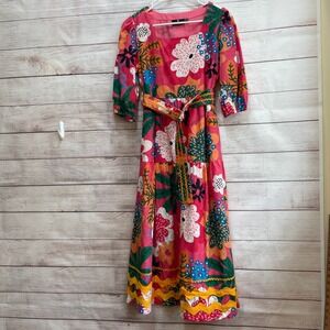EMILY LOVELOCK FLORA MAXI DRESS IN BRIGHT FLORAL PRINT